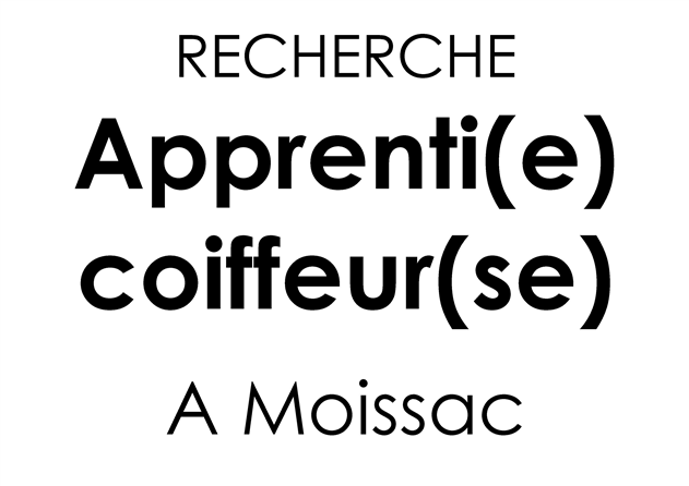  Hairdressing Job offer Recrute Apprenti(e) coiffure Moissac - Tarn et Garonne 82