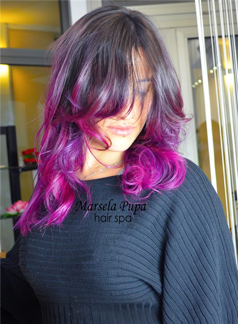 Capelli Mossi Viola + Fucsia + Magenta