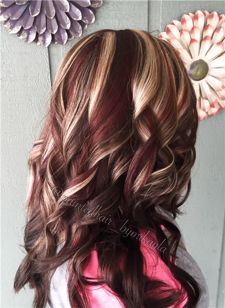 Blonde and red highlights 