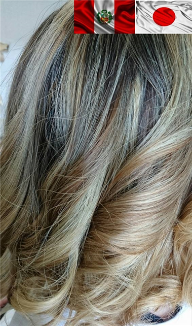 mechas california con ombre hair , tono mix  cenizo con dorado 