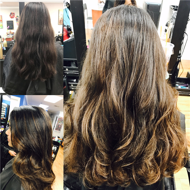 Balayage from honey to a lighter blond