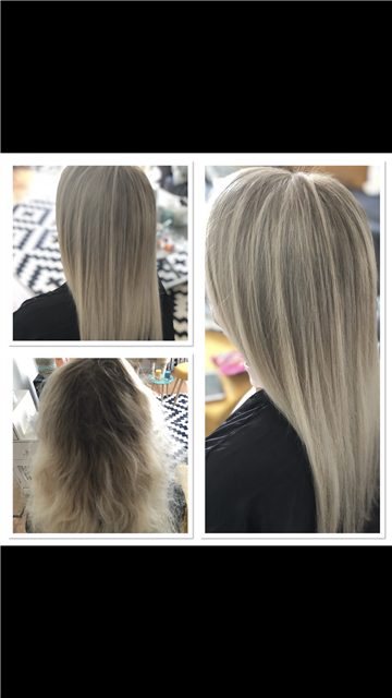 Balayage blond polaire cendré